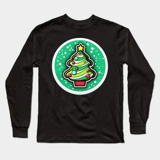 Gift Wrapping Green Kawaii Christmas Tree Long Sleeve T-Shirt